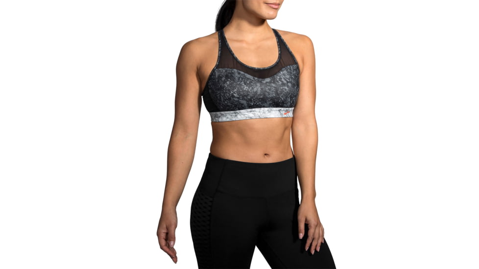 Brooks Moving Comfort FastForward Crossback Bra - Womens, Black Marble/Rose Gold, S, 300633089.025