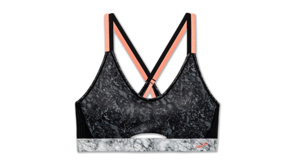 Brooks Moving Comfort FastForward Free Bra - Womens, Black Marble/Rose Gold, S, 300636089.025