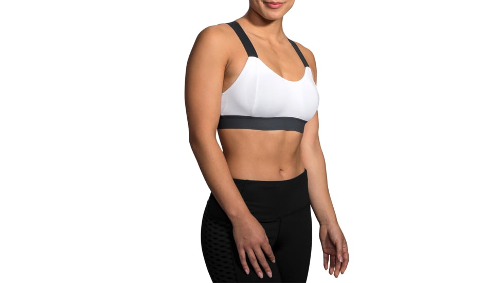 Brooks Moving Comfort Hot Shot Bra - Womens, White/Asphalt/Black, M, 300638174.03