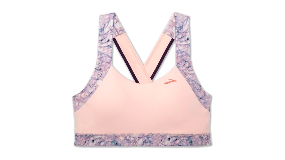 Brooks Moving Comfort UpLift Crossback Bra - Womens, Quartz/Quartz Marble/Berry, XL, 300616682.04