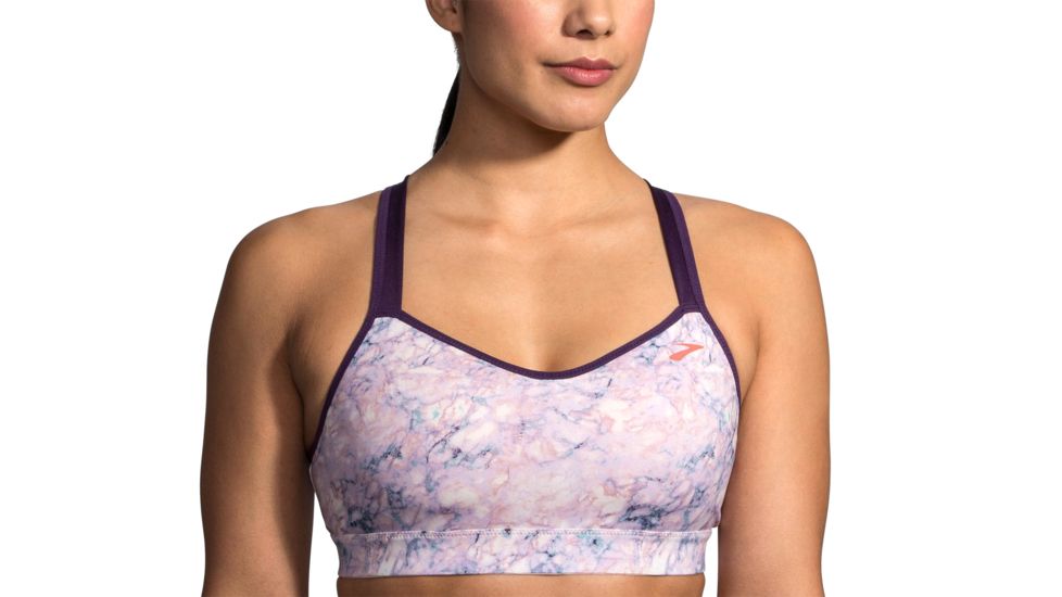 Brooks Moving Comfort UpRise Crossback Bra - Womens, Quartz Marble/Berry, M, 300614616.03