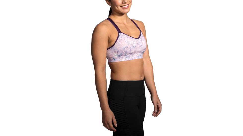 Brooks Moving Comfort UpRise Crossback Bra - Womens, Quartz Marble/Berry, M, 300614616.03