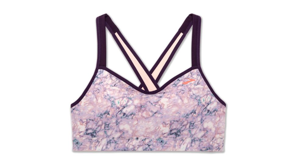 Brooks Moving Comfort UpRise Crossback Bra - Womens, Quartz Marble/Berry, M, 300614616.03