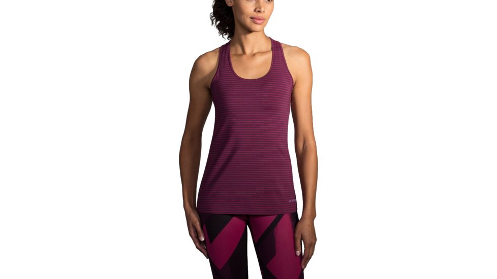 Brooks Pick-Up Running Tank - Women's, Iris/Plum Stripe, Large, 220981579.035