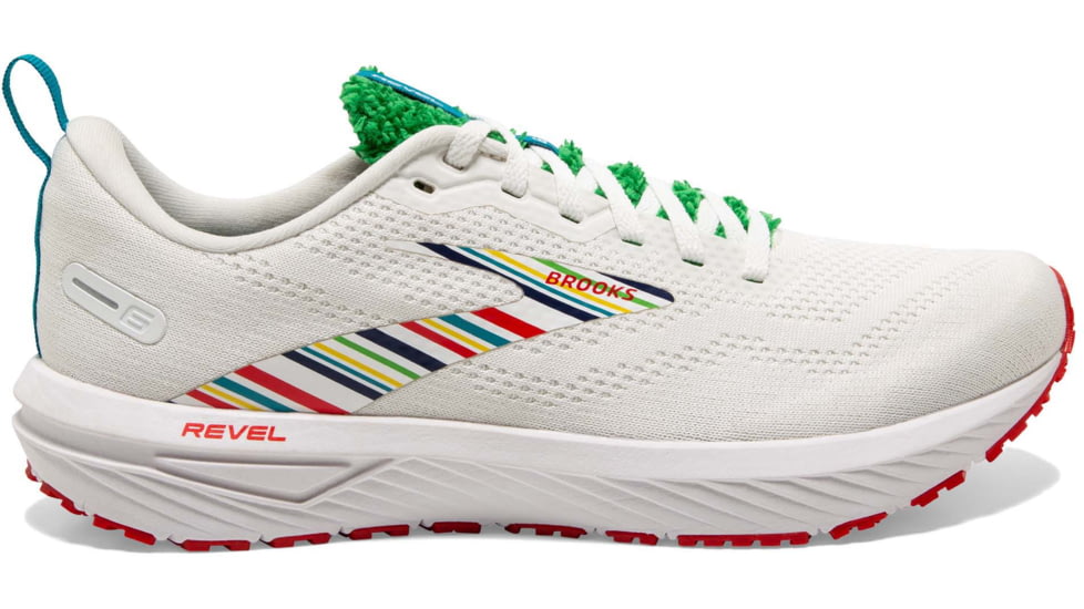 Brooks Revel 6 Running Shoes - Womens, Medium, White/Green/Red, 6.0, 1203861B109.060