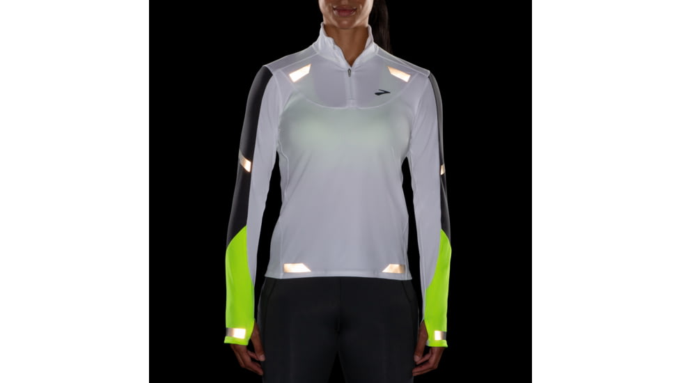 Brooks Run Visible 1/2 Zip - Womens, White/Asphalt/Nightlife, XS, 221564134.020