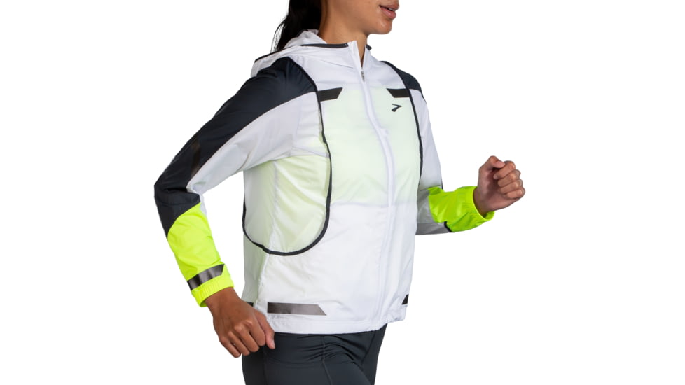 Brooks Run Visible Convertible Jacket - Womens, White/Asphalt/Nightlife, S, 221560134.025
