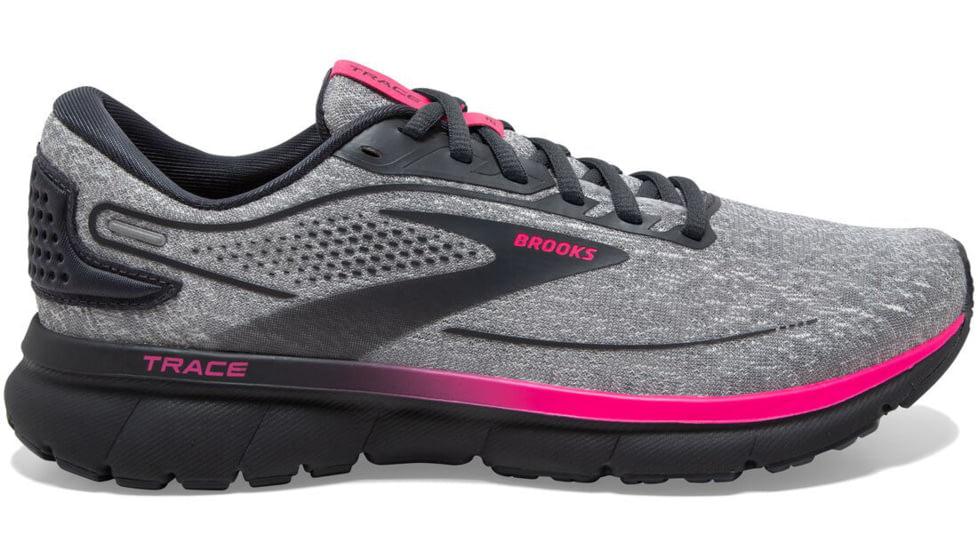 Brooks Trace 2 Running Shoes - Womens, Medium, Oyster/Ebony/Pink, 5.0, 1203751B038.050