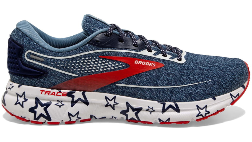 Brooks Trace 2 Running Shoes - Mens, White/Peacoat/Poppy, 12.5, 1103881D174.125