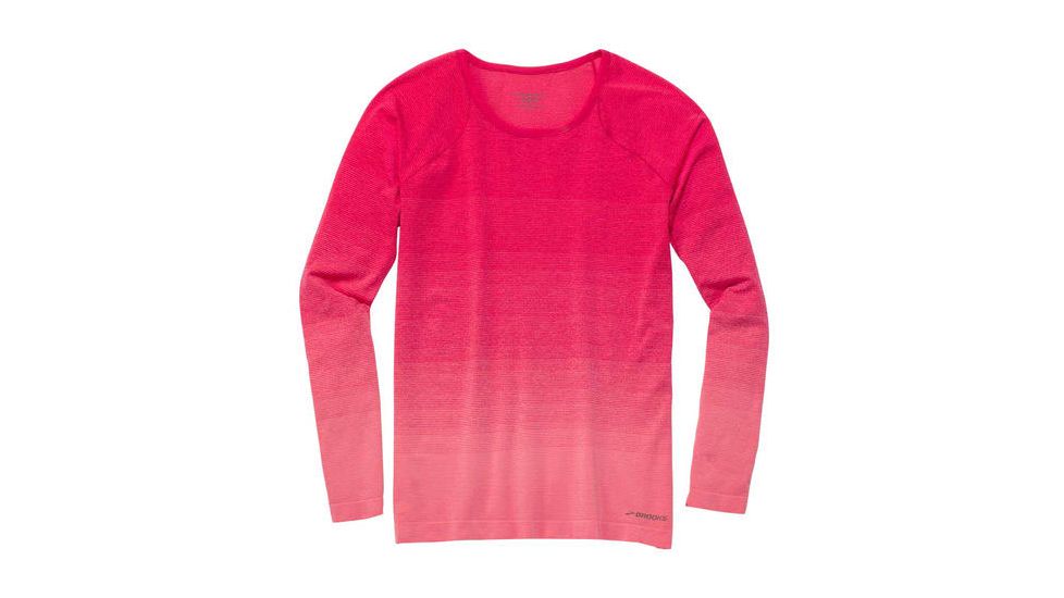 Brooks Women's Streaker Long Sleeve Running Shirt, Dahlia/Salmon, Large, 221142679.035