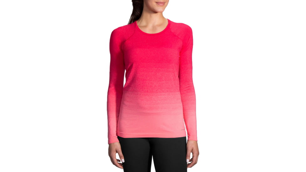 Brooks Women's Streaker Long Sleeve Running Shirt, Dahlia/Salmon, Small, 221142679.025