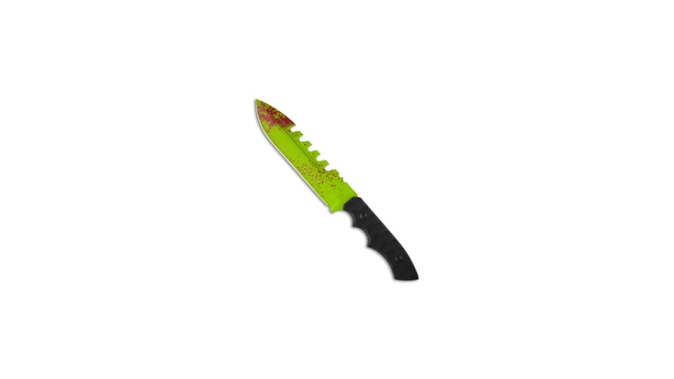 Brous Blades Brous Blades Coroner Knife Zombie Green Fixed Blade 6.25" Plain Limited, Black, D2, adult, BHQ-15651