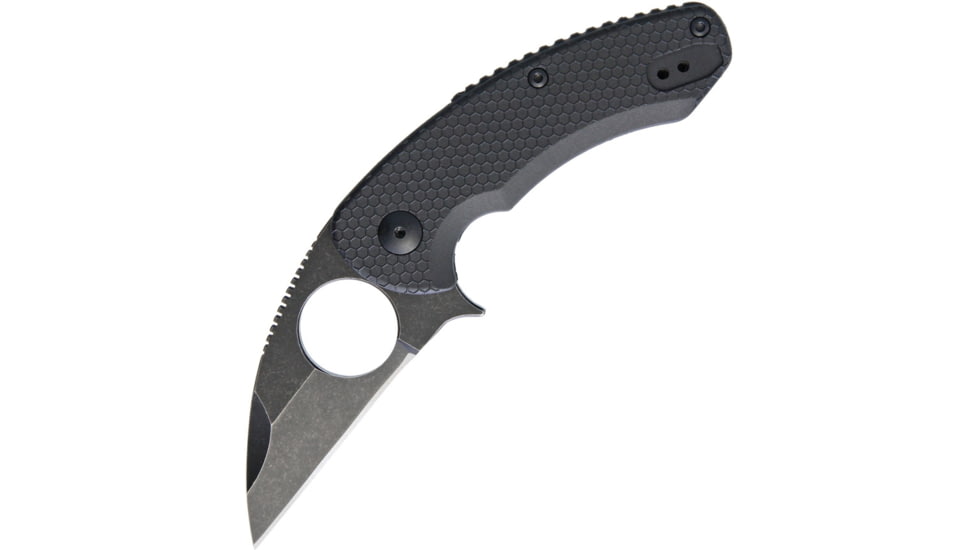 Brous Blades SSF Silent Soldier Linerlock Folding Knife, 2.63in Black Acid Washed D2 Tool Steel Wharncliffe Blade, Black Contoured Polymer Handle, IMPORT LINE - SSF - ACID SW