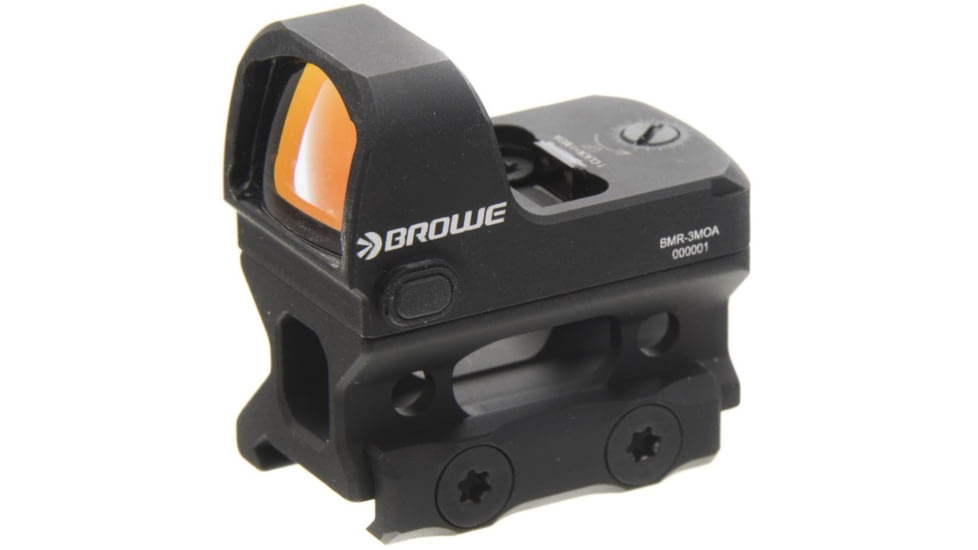 BROWE 1x23mm 3 MOA Red Dot Micro Reflex w/RMR Footprint &amp; Bottom Loading Battery, 1/3 Co-Witness Mount, Black, One Size, BMR-3MOA-R-1/3CW