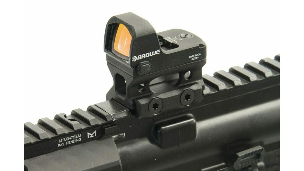BROWE 1x23mm 3 MOA Red Dot Micro Reflex w/RMR Footprint &amp; Bottom Loading Battery, 1/3 Co-Witness Mount, Black, One Size, BMR-3MOA-R-1/3CW