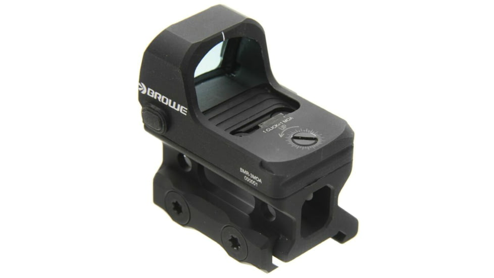 BROWE 1x23mm 3 MOA Red Dot Micro Reflex w/RMR Footprint &amp; Bottom Loading Battery, 1/3 Co-Witness Mount, Black, One Size, BMR-3MOA-R-1/3CW