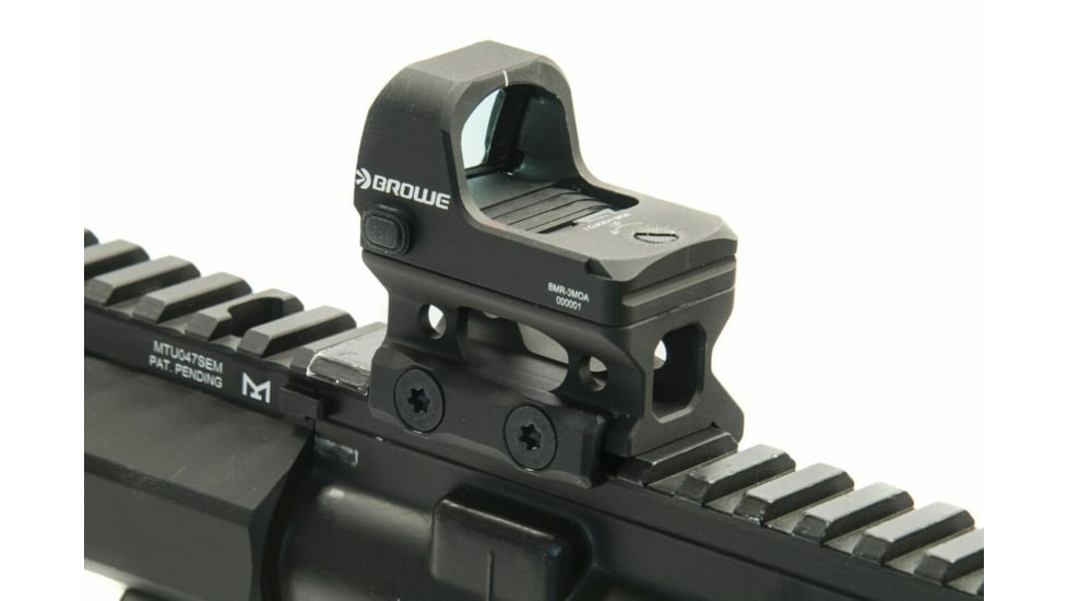 BROWE 1x23mm 3 MOA Red Dot Micro Reflex w/RMR Footprint &amp; Bottom Loading Battery, 1/3 Co-Witness Mount, Black, One Size, BMR-3MOA-R-1/3CW