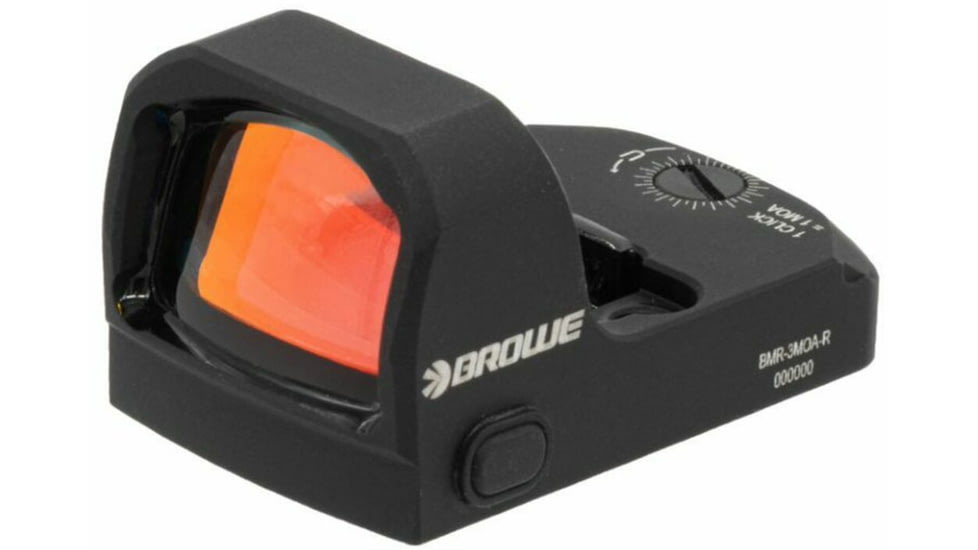 BROWE 1x23mm 3 MOA Red Dot Micro Reflex w/RMR Footprint &amp; Bottom Loading Battery, No Mount, Black, One Size, BMR-3MOA-R