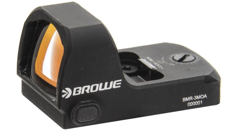 BROWE 1x23mm 3 MOA Red Dot Micro Reflex w/RMR Footprint &amp; Bottom Loading Battery, No Mount, Black, One Size, BMR-3MOA-R