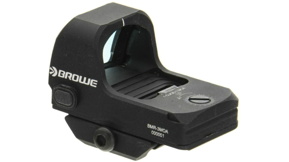 BROWE 1x23mm 3 MOA Red Dot Micro Reflex w/RMR Footprint &amp; Bottom Loading Battery, Ultra Low Picatinny Mount, Black, One Size, BMR-3MOA-R-LP
