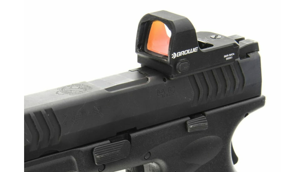BROWE 1x23mm 3 MOA Red Dot Micro Reflex w/RMR Footprint &amp; Bottom Loading Battery, Ultra Low Picatinny Mount, Black, One Size, BMR-3MOA-R-LP