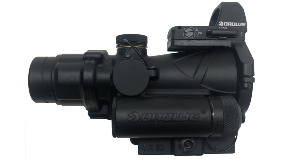 BROWE 1x23mm 3 MOA Red Dot Micro Reflex w/RMR Footprint, Side Loading Battery w/ACC-011 4x32 Adapter, Black, One Size, BMR-3MOA-RS-011