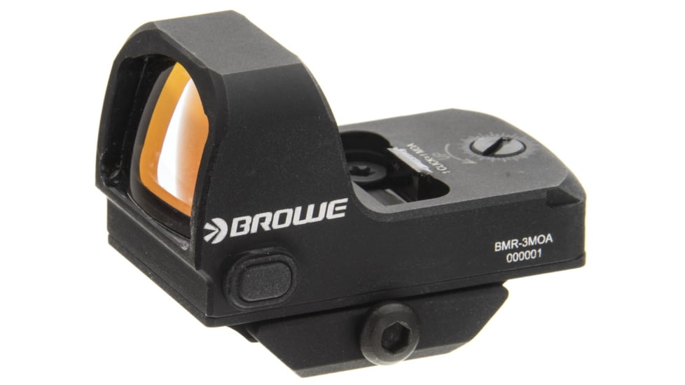 BROWE 1x23mm 3 MOA Red Dot Micro Reflex w/RMR Footprint, Side Loading Battery w/Ultra Low Picatinny Mount, Black, One Size, BMR-3MOA-RS-LP