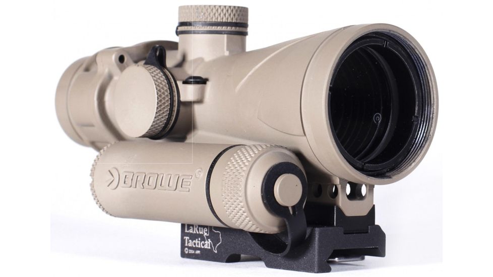 BROWE 4x32 Combat Optic Rifle Scope, FDE 5.56mm Chevron, Amber, Flat Dark Earth, BCO-001A-FDE