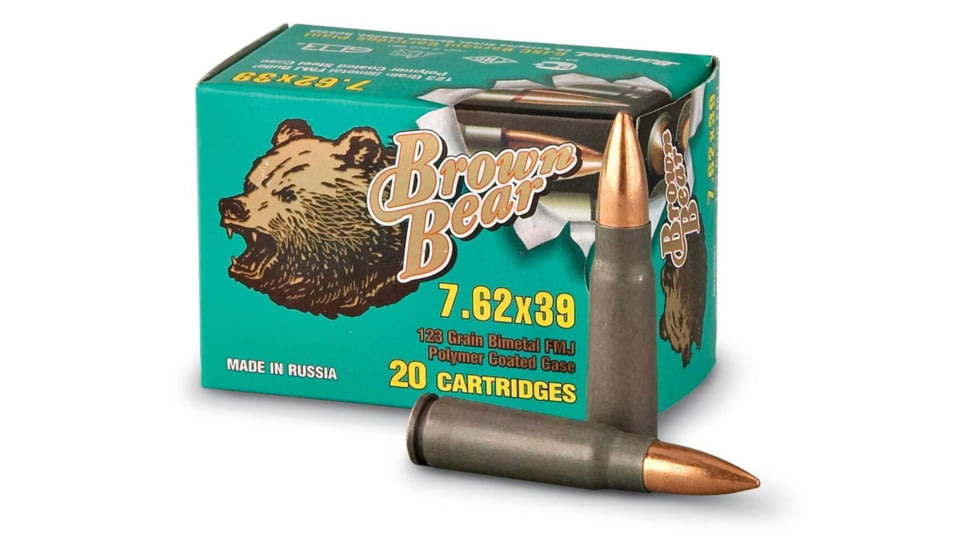 Brown Bear 7.62x39 123gr. Fmj Polymer 500rd Case