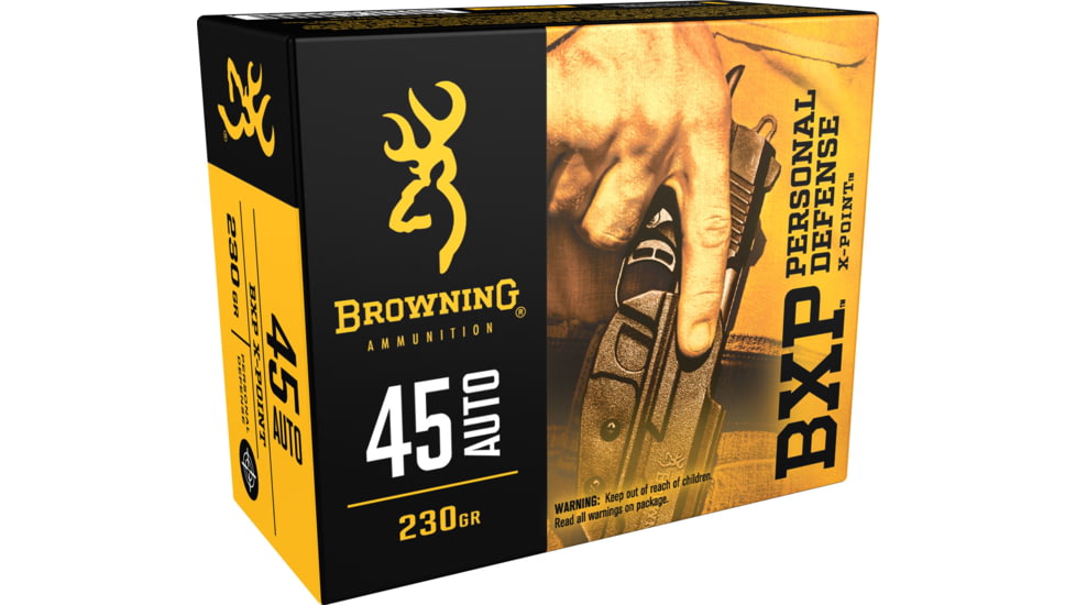 Browning BXP .45 ACP 230 grain Jacketed Hollow Point Centerfire Pistol Ammo, 20 Rounds, B191700451