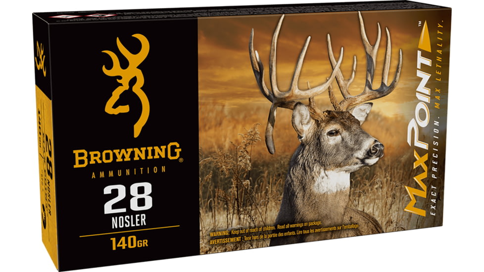 Browning Ammo Max Point .28 Nosler 140 Grain Rifle Ammo, 20 Rounds, B192100282