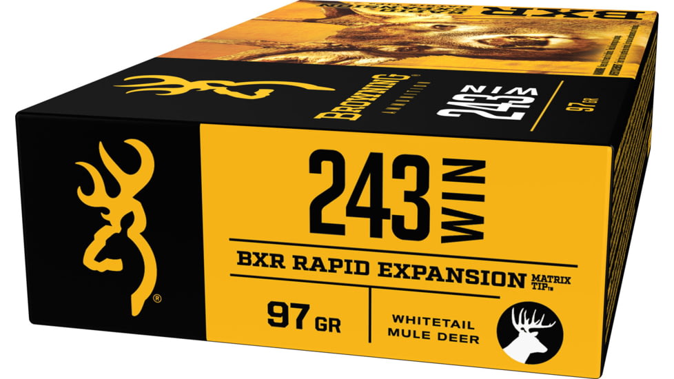 Browning BXR .243 Winchester 97 grain Rapid Expansion Matrix Tip Centerfire Rifle Ammo, 20 Rounds, B192102431