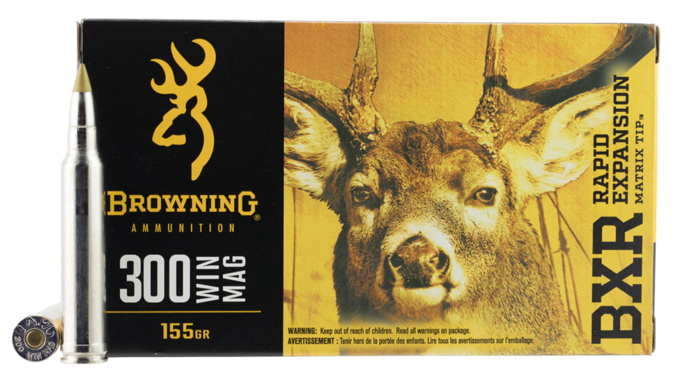 Browning BXR .300 Winchester 155 grain Rapid Expansion Matrix Tip Centerfire Rifle Ammo, 20 Rounds, B192103001
