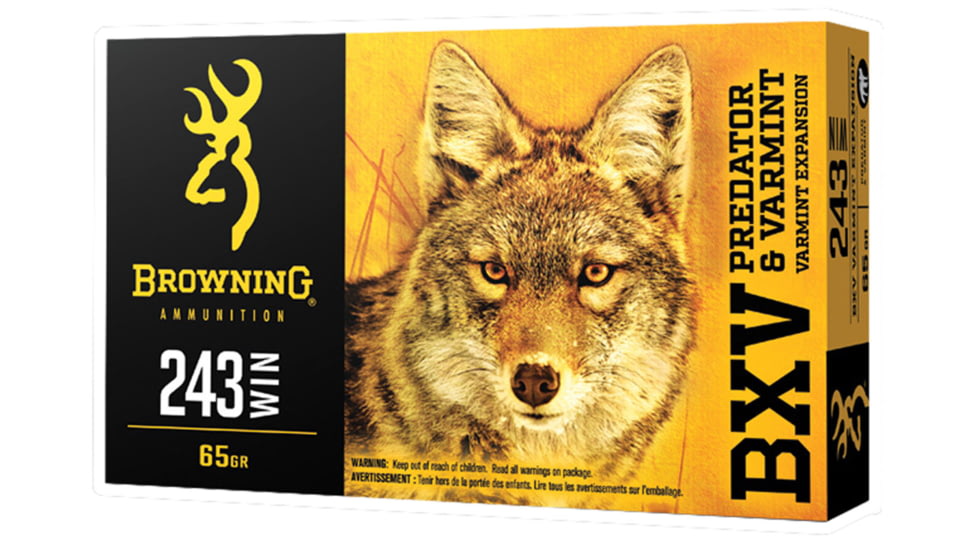 Browning BXV .243 Winchester 65 grain Polymer Tip Centerfire Rifle Ammo, 20 Rounds, B192302431