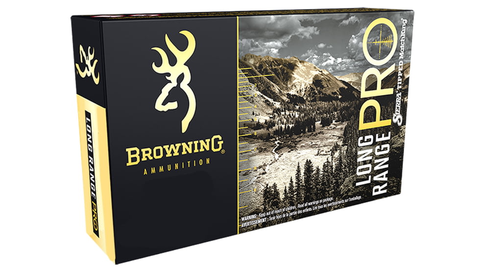 Browning Long Range Pro .300 Winchester 195 grain Sierra MatchKing Boat Tail Hollow Point Centerfire Rifle Ammo, 20 Rounds, B192503001
