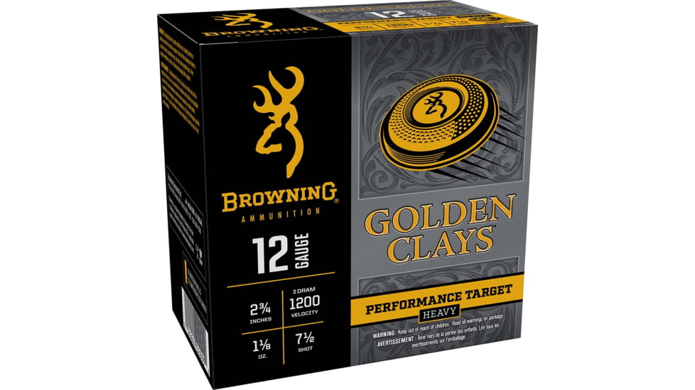 Browning Ammo Golden Clays 12Gauge 2.75 1 1/8oz 7.5Shot 25 Per Box/10 Case, BGC12M7