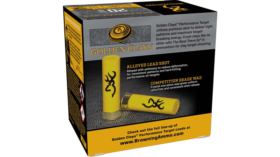 Browning Ammo Golden Clays 20Gauge 2.75 7/8oz 7.5Shot 25 Per Box/10 Case, BGC207