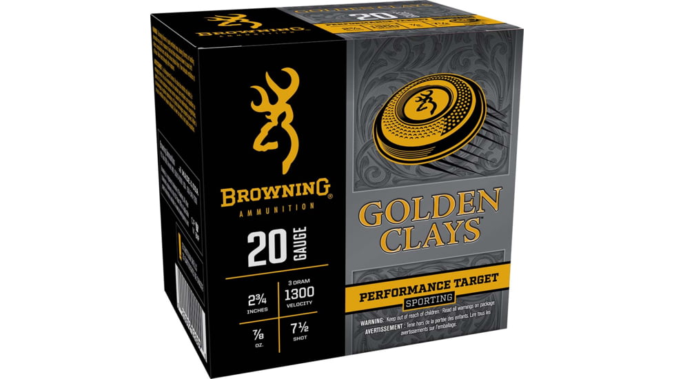 Browning Ammo Golden Clays 20Gauge 2.75 7/8oz 7.5Shot 25 Per Box/10 Case, BGC207