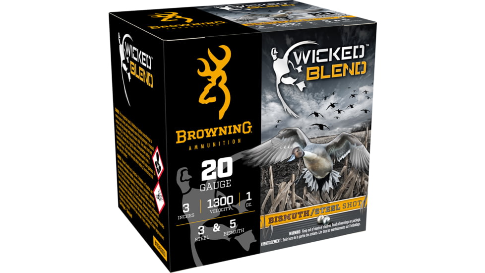 Browning Ammo Wicked Blend 20Gauge 3" 1Oz 3/5Bi Shot 25 Per Box/10 Case, B193432033