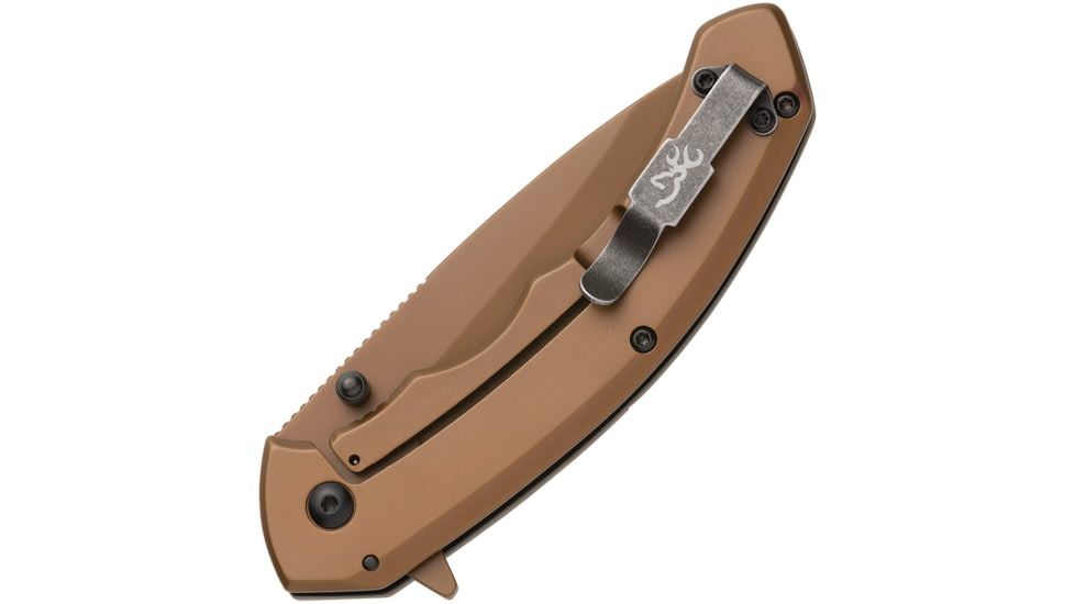 Browning Auruc Assisted Opening Folding Knife - Box, 3.375in, D2 High Carbon Steel, Drop Point, G10 Handle, N, 3220483B