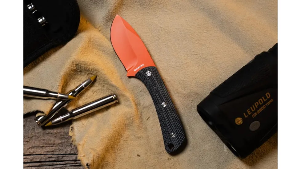 Browning Back Country Small Fixed Blade Knife - Box, 2.75in, Deep Belly Skinner, Composite Handle, Blaze, 3220499B