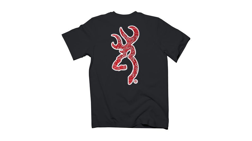 Browning Bg Men's T-shirt W/buck Mark Logo Small Black/red Bandana
