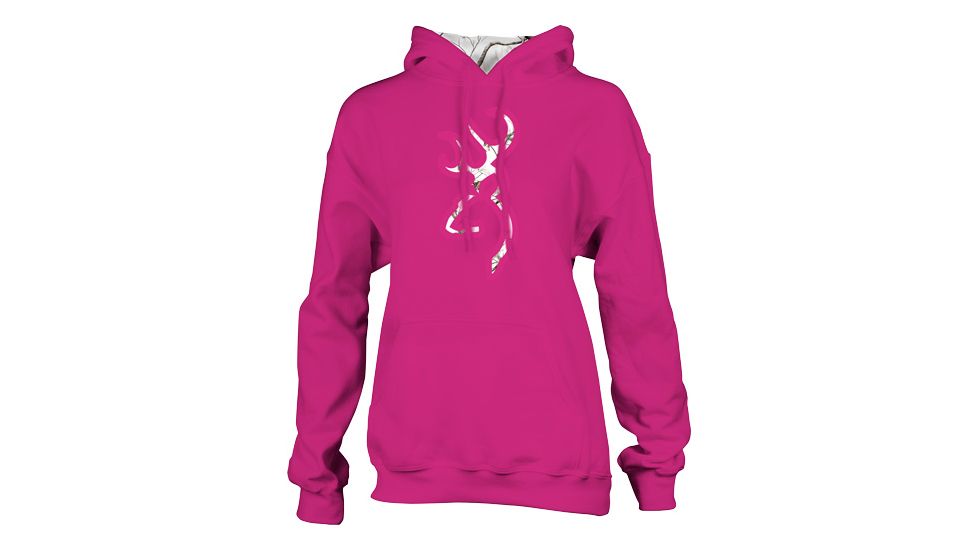 Browning Bg Women's Hoodie Fuscia/camo Medium W/buck Mark Logo