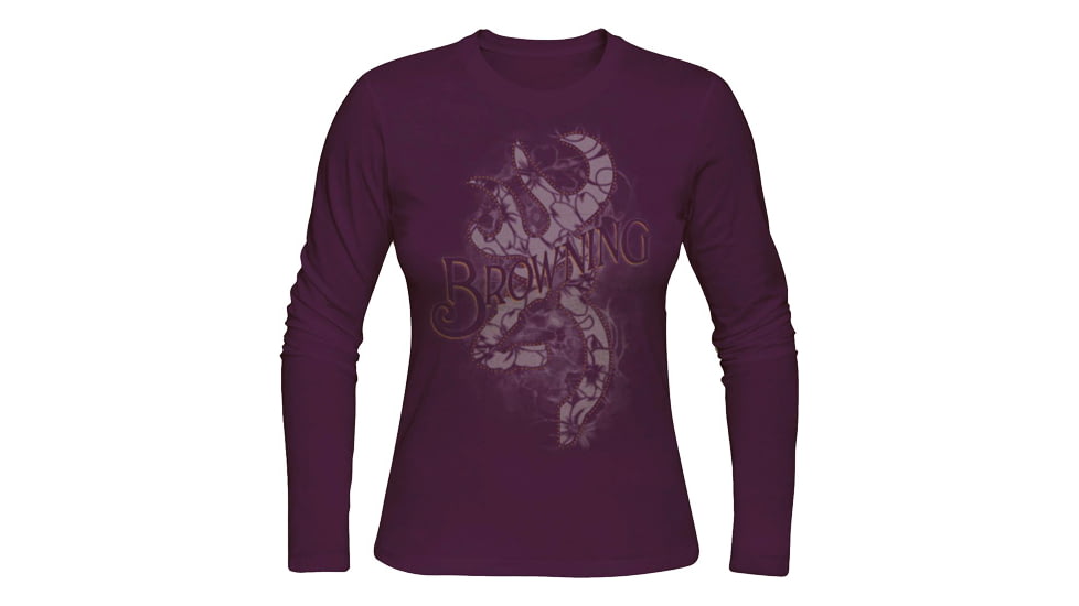 Browning Bg Women's Longsleeve Bead Buckmark Shirt Small Purple