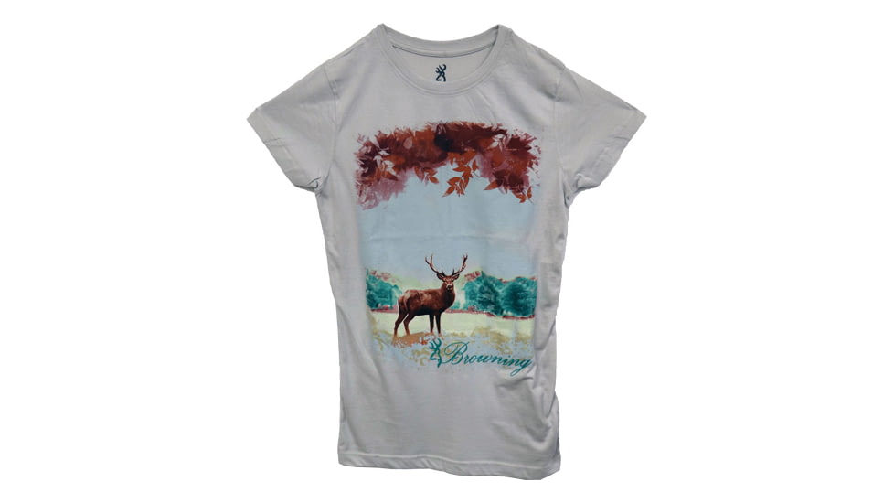 Browning Bg Women's Longsleeve Fitted Fall Deer Shirt X-large Grey