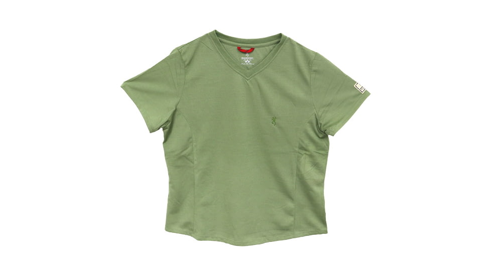 Browning Bg Women's Ss V-neck Perfrmnce T-shirt Large Leaf Green