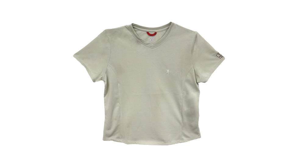 Browning Bg Women's Ss V-neck Perfrmnce T-shirt Small Sand