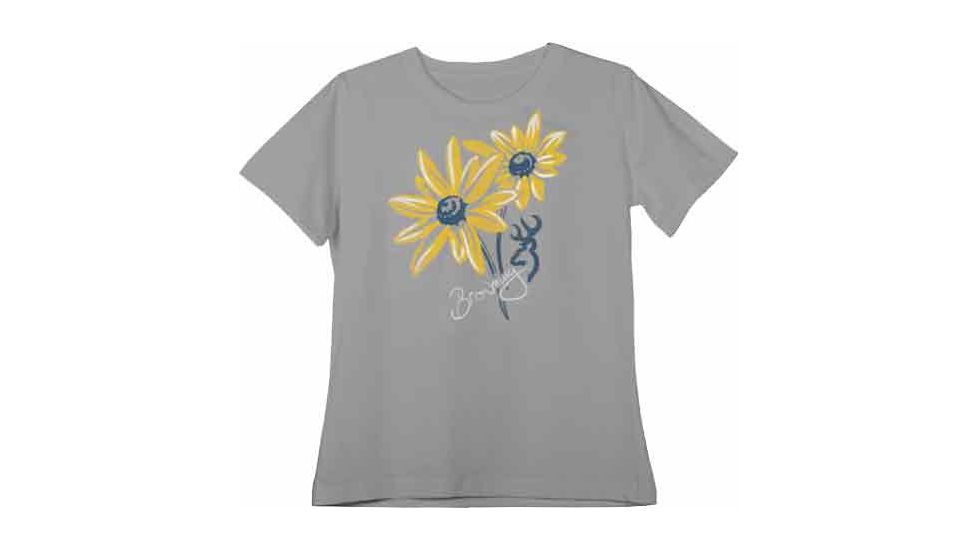 Browning Bg Women's T-shirt Daisies Small Fitted Silver