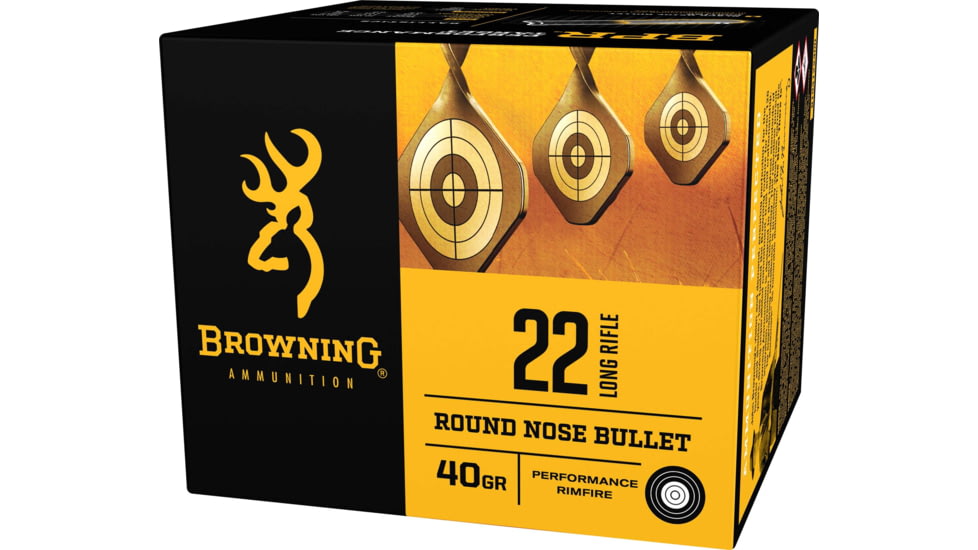 Browning BPR .22 Long Rifle 40 grain Lead Round Nose Brass Cased Rimfire Ammo, 400 Rounds, B194122400