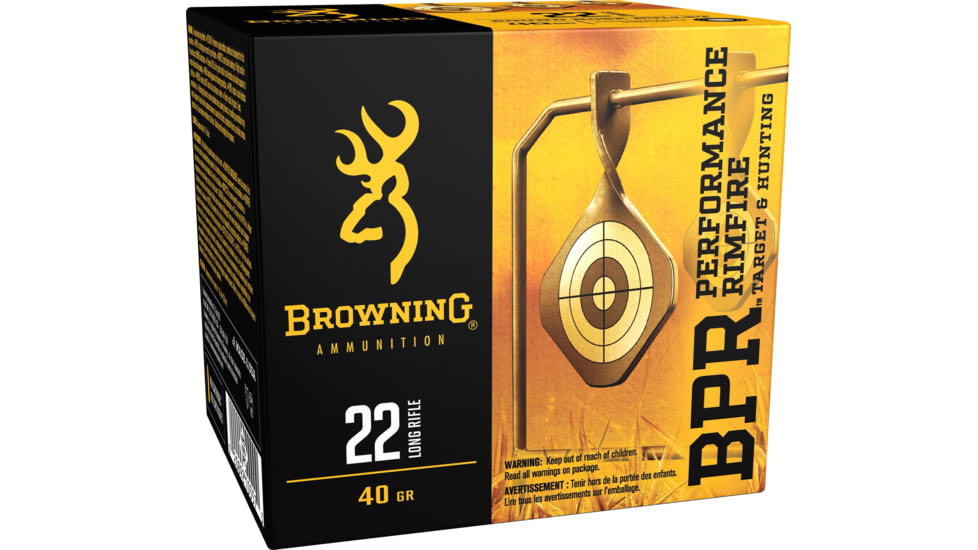 Browning BPR .22 Long Rifle 40 grain Lead Round Nose Brass Cased Rimfire Ammo, 400 Rounds, B194122400